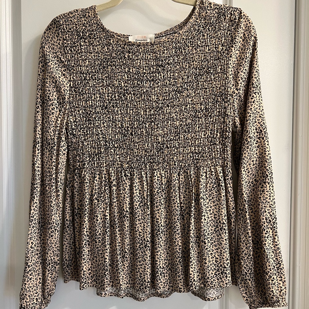 Long sleeve animal print top